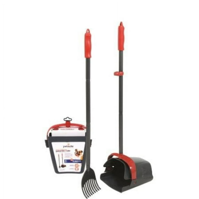 Petmate Clean Response Dog Waste Swivel Bin and Rake, Red/Dark Grey