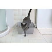 Petmate Basic Open Top Cat Litter Pan Plastic Cat Litter Box, Jumbo, Grey