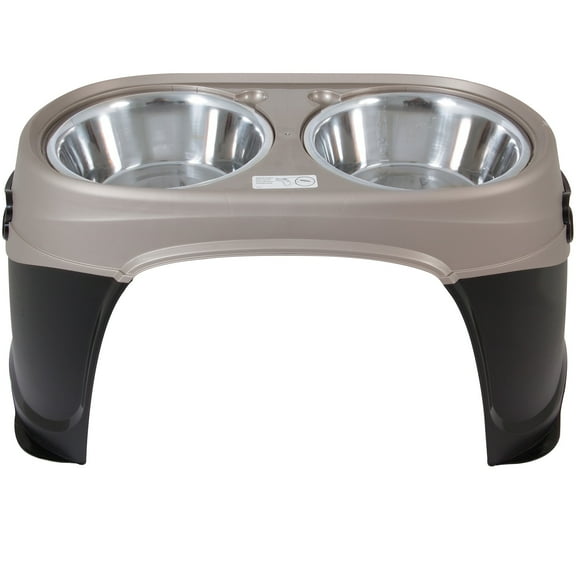 Petmate Easy Reach Diner Elevated Dog Bowl Station with 2 Stainless Steel Dog Bowls, Black, X-Large