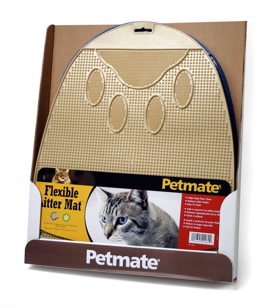 Petmate Flexible Waterproof Non Slip Easy to Clean Waste Trapping Cat Litter Mat, Soft on Paws, 17" x 14" x 0.25", Assorted