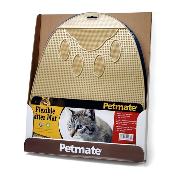 Petmate Flexible Waterproof Non Slip Easy to Clean Waste Trapping Cat Litter Mat, Soft on Paws, 17" x 14" x 0.25", Assorted