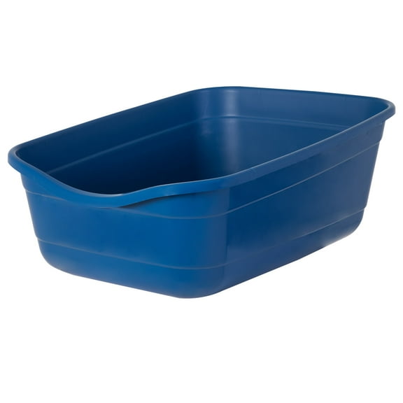 Petmate High Capacity Open Top Plastic Cat Litter Box Cat Litter Pan for Large Cats, Giant, Blue