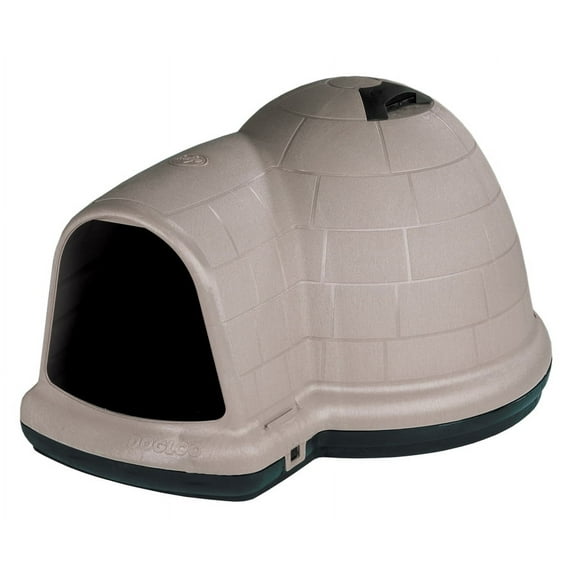 Petmate Indigo All-Weather Portable Extra Large Plastic Outdoor Igloo Dog House, 51.5"L For XL Dogs 90 to 125 lb, Taupe & Black