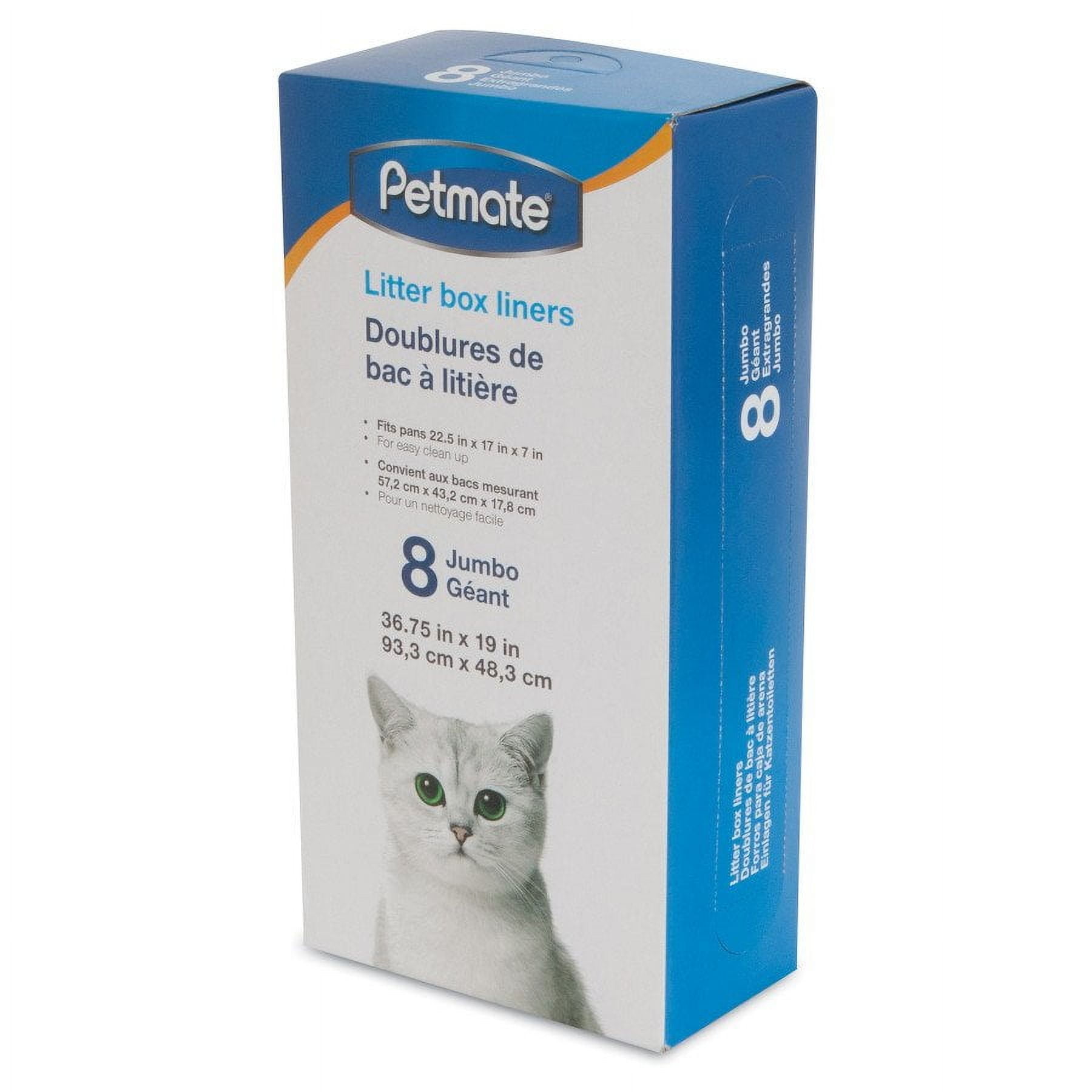Petmate Jumbo Clear Plastic Cat Litter Pan Liners, 8 Pack
