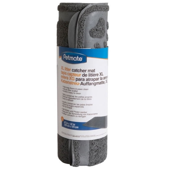 Open Box Petmate Litter Catcher Plastic Cat Litter Mat, Extra Large, Grey, Pack of 1, Fits Any Litter Box