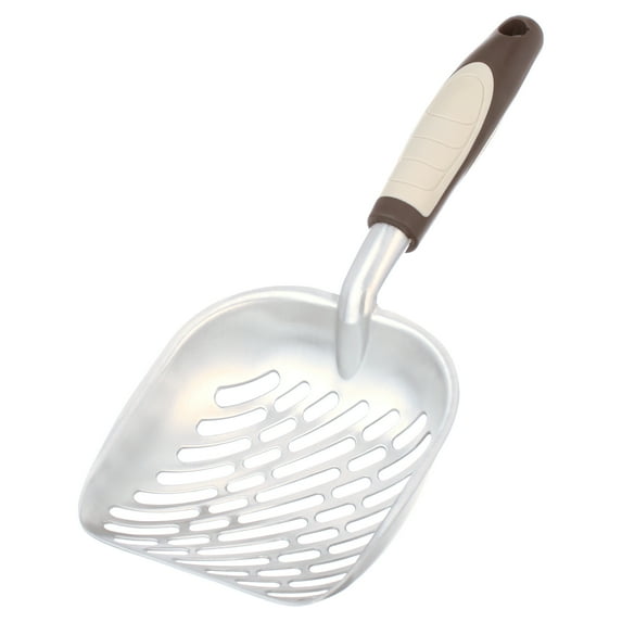 Petmate Aluminum Metal Cat Litter Scoop with TPR Handle, Metal, Brown, Pack of 1