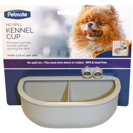 Petmate No Spill Kennel Cup Double Dinner 13-Ounces Per Side Fill From Outside