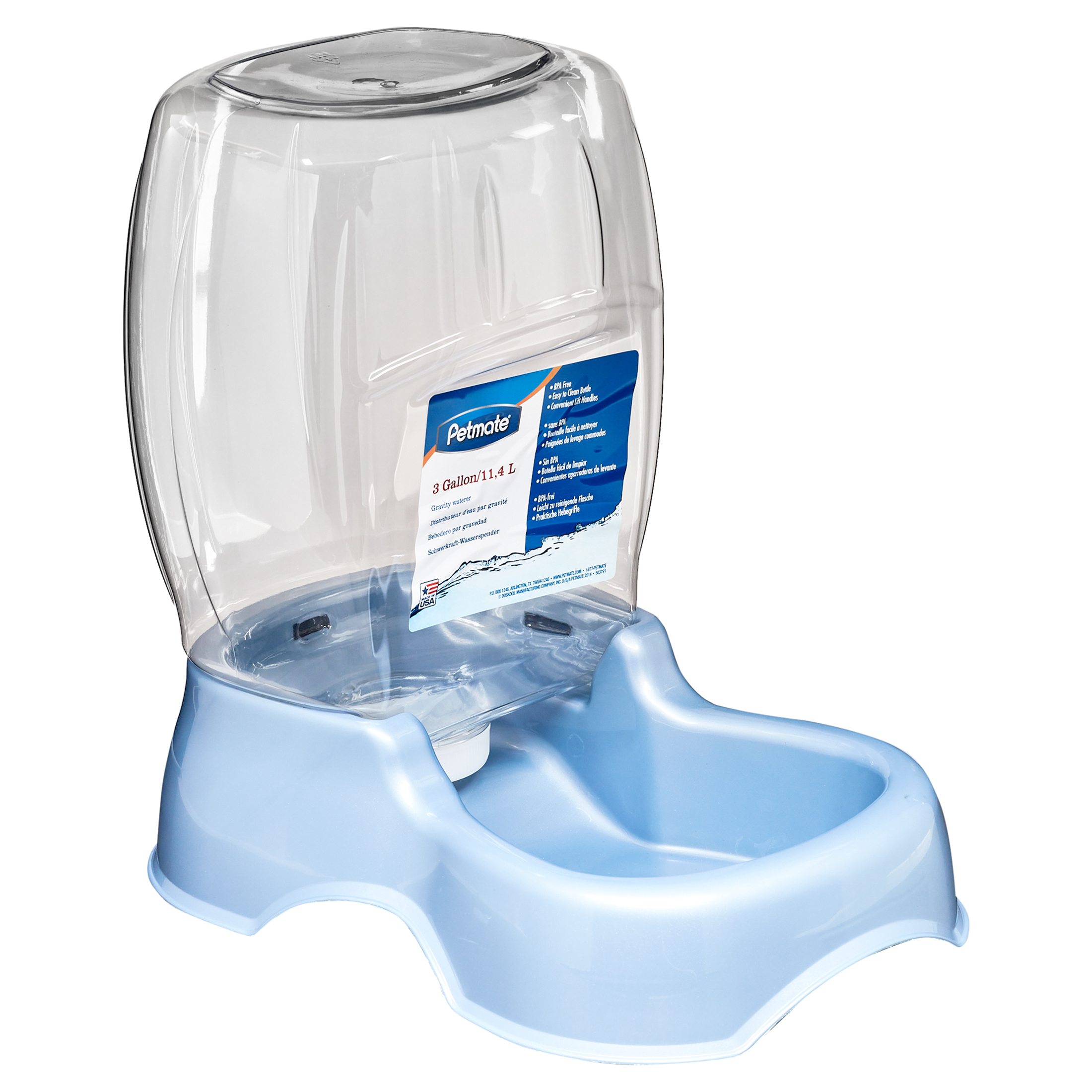 Petmate Pet Cafe Gravity Waterer Water Bowl Station for Dogs and Cats 3 gallon Blue Silver Walmart