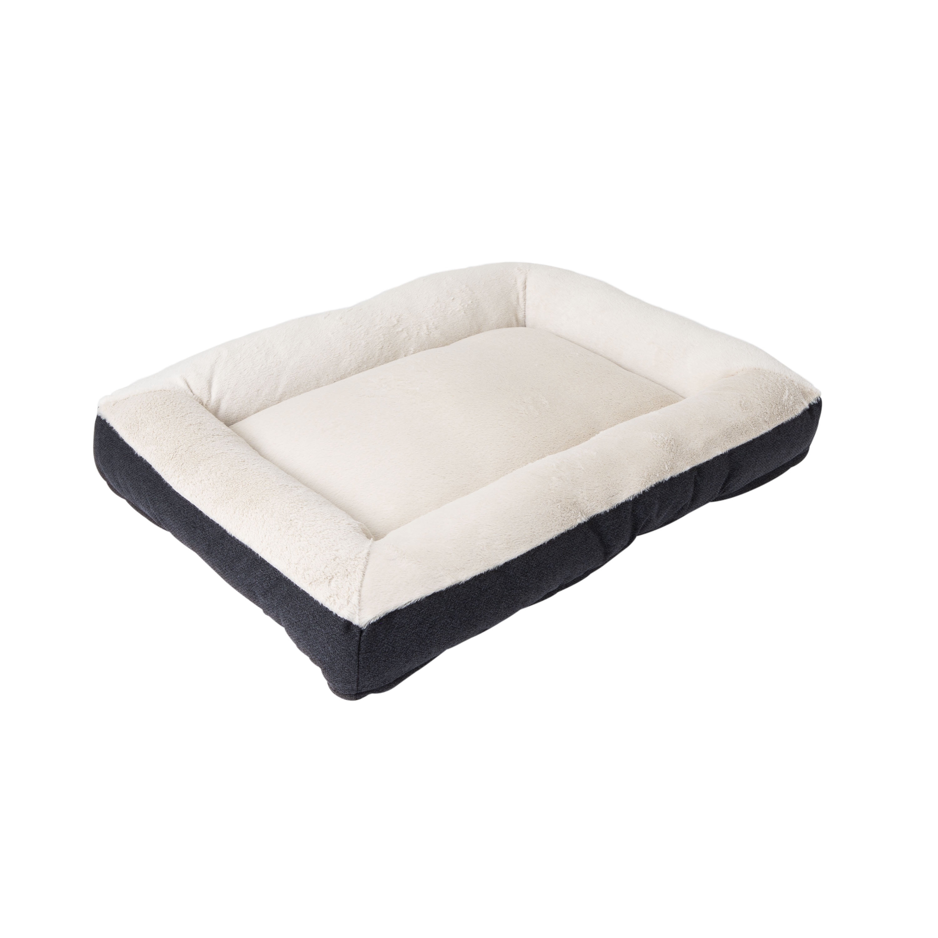 Petmate Rectangular Bolster Dog Bed, Cat Bed, 30 x 40 Inches, Non Skid Bottom, Removable Machine Washable Cover, Assorted Navy or Brown