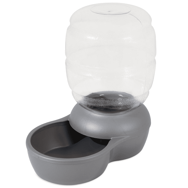Petmate Replendish Gravity Pet Waterer Water Bowl Station with Microban for Cats and Dogs, 1 Gallon, Gray