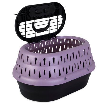Petmate Oval Top Load 19in Kennel for Cats Up to 10 lbs., Medium, Purple