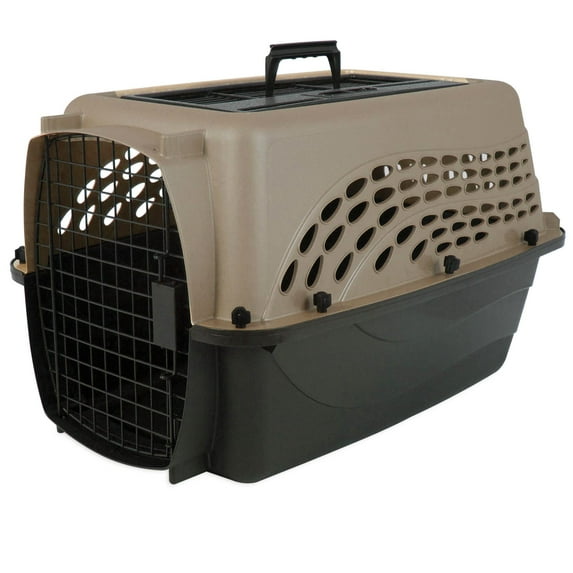 Petmate Two Door Top Load Plastic Travel Dog Kennel Pet Carrier for Dogs and Cats, Medium 24" for Pets Up To 15 lb, Pearl Tan