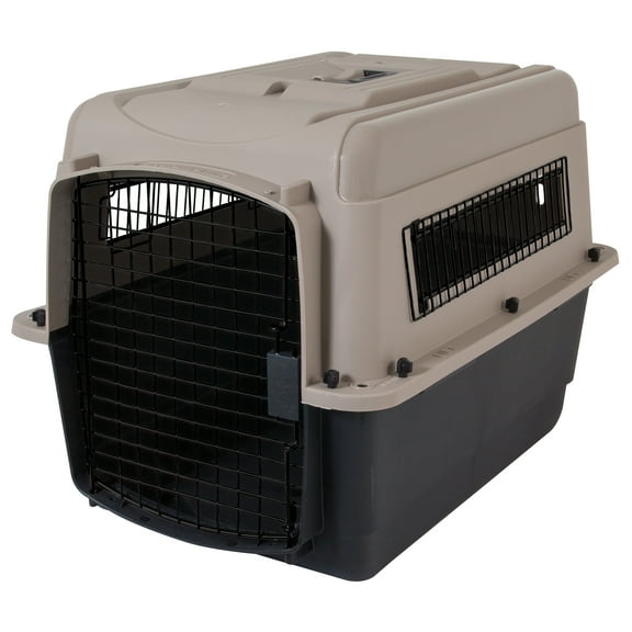Petmate® Ultra Vari Plastic Travel Dog Kennel 28" for Small to Medium Pets 25-30 lbs, Taupe/Black