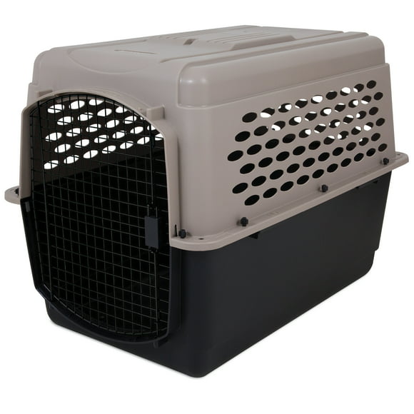 Petmate® Vari Plastic Travel Dog Kennel 40" Large Dog Crate for Pets 70-90 lbs, Taupe/Black