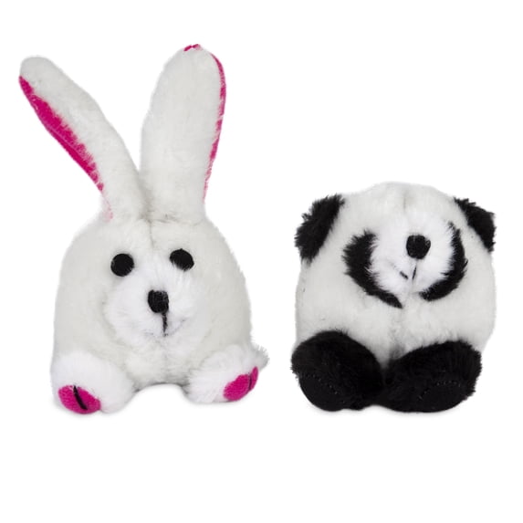 Petmate Zoobilee Mini Squatters Soft Plush Dog Toy, Panda and Rabbit, Small 5.5", Pack of 2, Multicolor