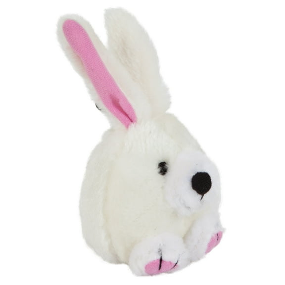 Petmate Zoobilee Mini Squatters Soft Plush Dog Toy, Rabbit, Medium 4", Pack of 1, White