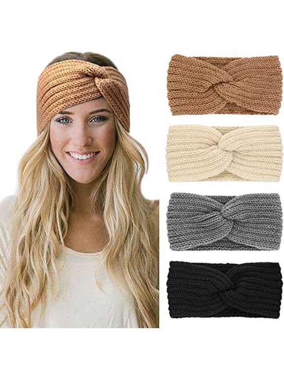 Winter Headbands for Women Ear Warmer Knit Soft Elastic Crochet Headband Turban Head Wrap