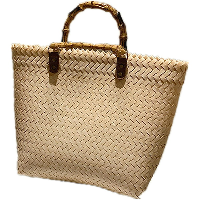 Women Straw Bags Woven Bag Summer Beach Rattan Shoulder Bag Bamboo