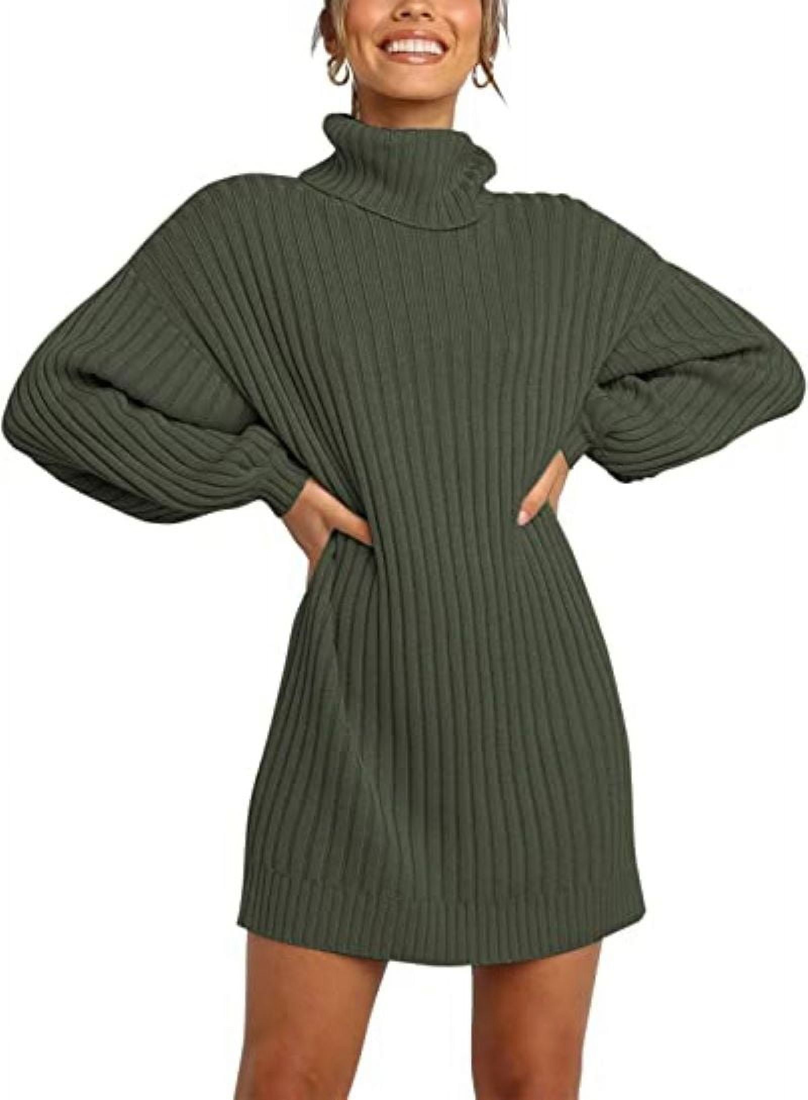  MIYYO Winter Knit Dress Women's Turtleneck Long Sleeve