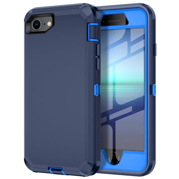 Petocase for 2022/2020/3rd/2rd iPhone SE Case,iPhone 8/7 Case,Built-in Screen Protector Shockproof Dust/Drop Proof 3 in 1 Full Body Rugged Heavy Duty Phone Cover for iPhone SE 2022/2020,Navy Blue