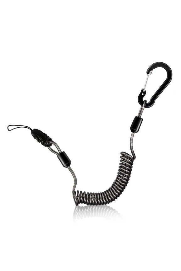 Anti Loss Hand Rope Spring Rope Fish Path Sub Pliers Fish Controller Steel Wire Core Mobile Phone Keychain, Hanging Rope for Fishing,Camping,Skiing,Rowing,Hiking Outdoor Sports-1.2M/Black