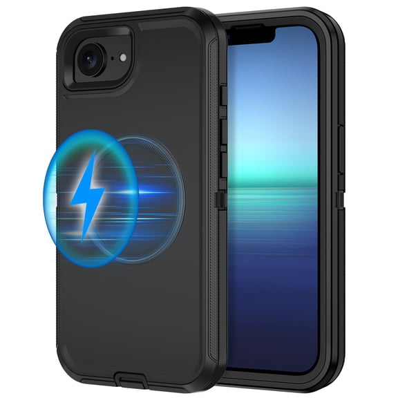 Petocase Case For iPhone 16e (2025) / iPhone 17e (2026) Case,Magnetic Heavy Duty Shockproof Dust/Drop Poof 3 Layers Protection Rugged Compatible with MagSafe Phone Case 6.1 inch,Black