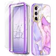 thumbnail image 1 of Petocase Compatible with Samsung Galaxy S23 Plus 5G Case,[2 Tempered Glass Screen Protector + 2 Camera Lens Protector ] Marble Pattern Slim Rugged Shockproof Phone Cover,White Purple, 1 of 7