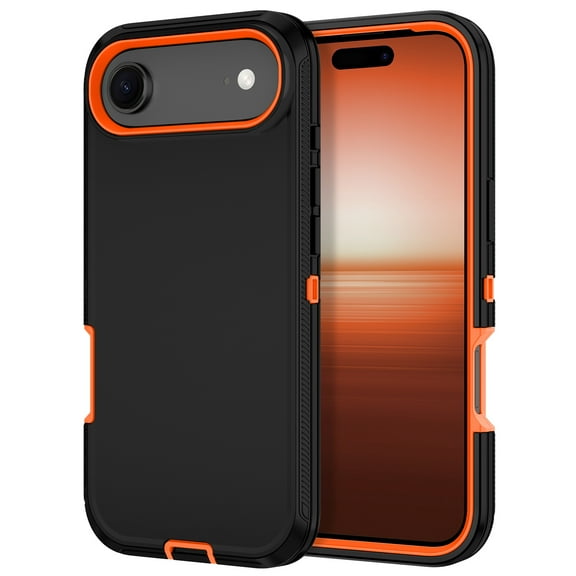 Petocase For iPhone Air Case,Shockproof Rugged Protection Heavy Duty Dust/Drop Proof 3-Layer Cover Case for iPhone Air 6.6'' 2025,Black Orange