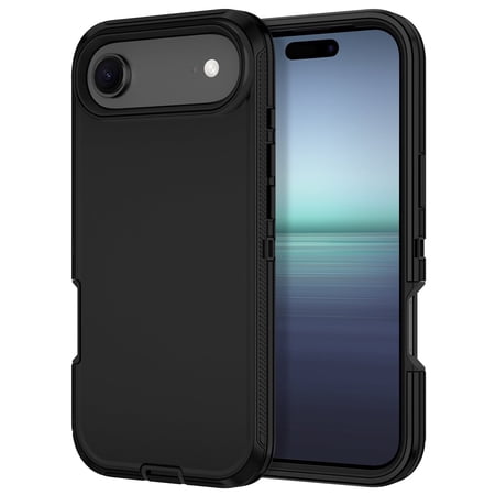 Petocase For iPhone Air Case,Shockproof Rugged Protection Heavy Duty Dust/Drop Proof 3-Layer Cover Case for iPhone Air 6.6'' 2025,Black