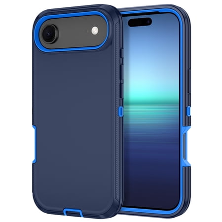 Petocase For iPhone Air Case,Shockproof Rugged Protection Heavy Duty Dust/Drop Proof 3-Layer Cover Case for iPhone Air 6.6'' 2025,Navy Blue