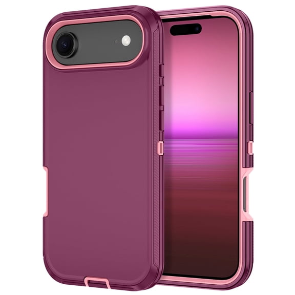 Petocase For iPhone Air Case,Shockproof Rugged Protection Heavy Duty Dust/Drop Proof 3-Layer Cover Case for iPhone Air 6.6'' 2025,Red Purple