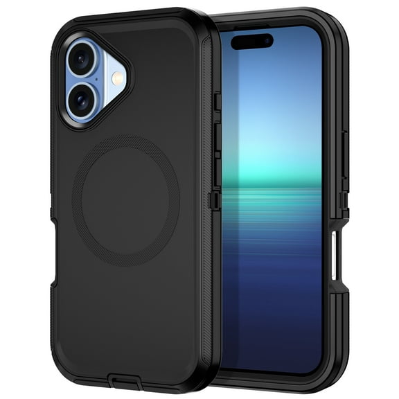 Petocase For iPhone 17 Case,Compatible with Mag-safe,Drop 3 Layer Protection Rugged Case,Magnetic Phone Cover for iPhone 17 6.3 inch,Black