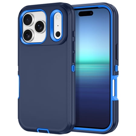 Petocase For iPhone 17 Pro Case,Shockproof Rugged Protection Heavy Duty Dust/Drop Proof 3-Layer Cover Case for iPhone 17 Pro 6.3'' 2025,Navy Blue