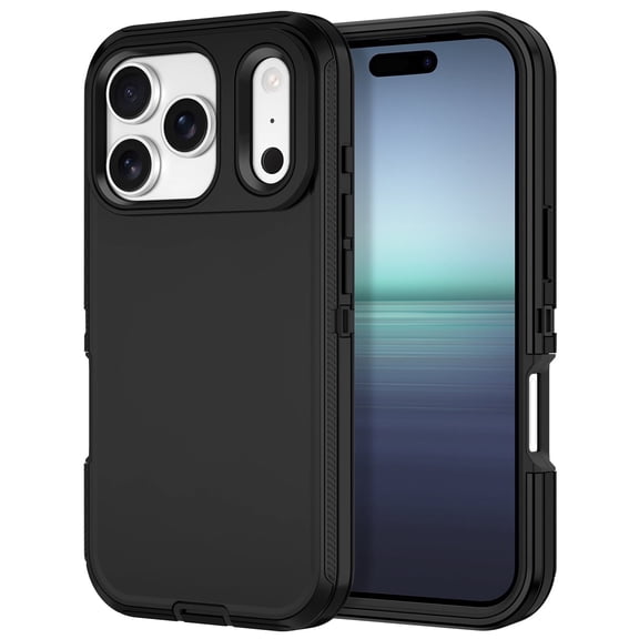 Petocase For iPhone 17 Pro Max Case,Shockproof Rugged Protection Heavy Duty Dust/Drop Proof 3-Layer Cover Case for iPhone 17 Pro Max 6.9'' 2025,Black Orange