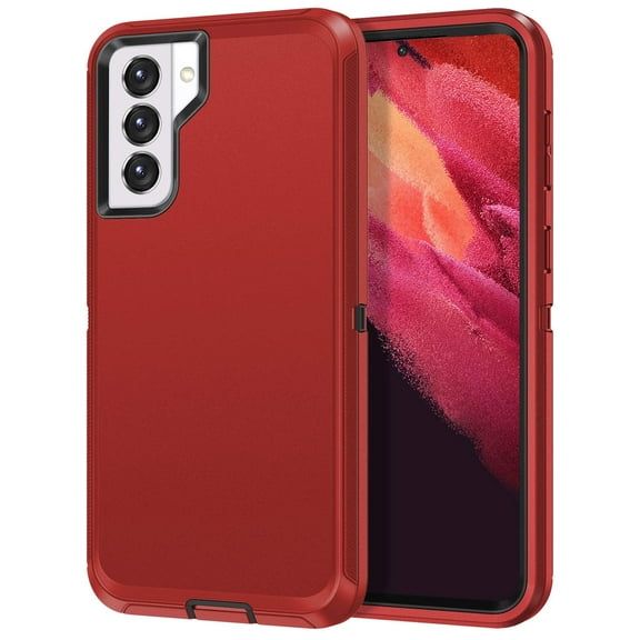 Petocase for Galaxy S21 5G Case Shockproof Dust/Drop Proof 3-Layer Protection [without Screen Protector] Rugged Heavy Duty Cover Case for Samsung Galaxy S21 5G 6.2 2021,Red/Black