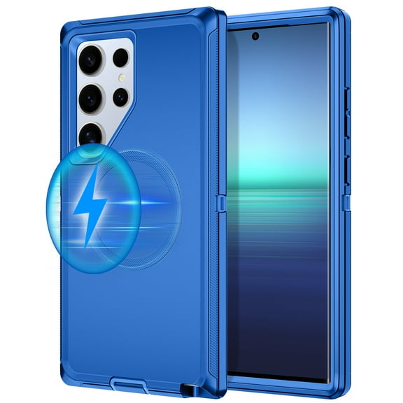 Petocase For Galaxy S24 Ultra Case,Compatible with MagSafe,Military Grade Drop 3 Layer Protection Rugged Case,Magnetic Phone Cover for Samsung Galaxy S24 Ultra,Navy Blue