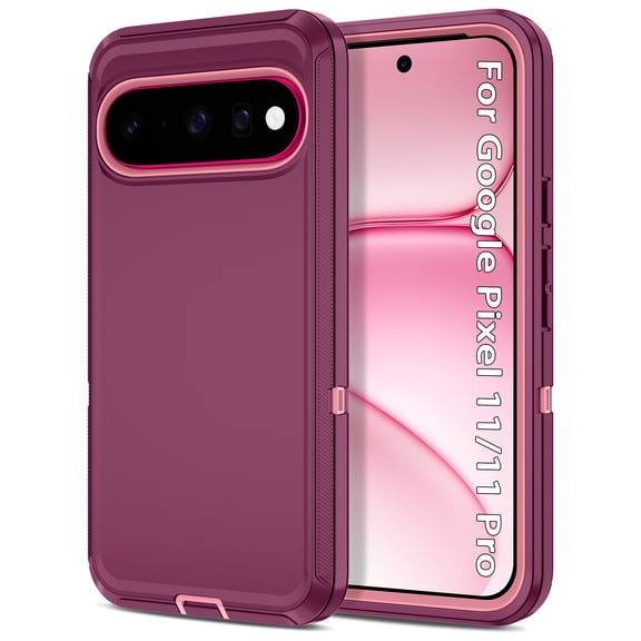 Petocase for Google Pixel 11 Case/ Google Pixel 11 Pro Case (2026),Rugged Heavy Duty Shockproof Dust/Drop Proof Phone Case for Google Pixel 11 /Google Pixel 11 Pro,Purple Pink
