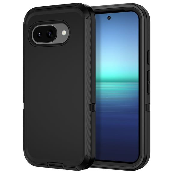 Petocase for Google Pixel 9A Case,Shockproof Dust/Drop Proof 3-Layer Protection [Without Screen Protector] Rugged Heavy Duty Cover Case for Google Pixel 9A,Black