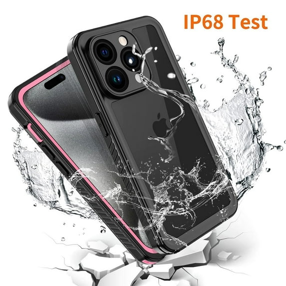 Petocase IP68 Waterproof Case for iPhone 15 Pro 6.1 Inch,Rose Red