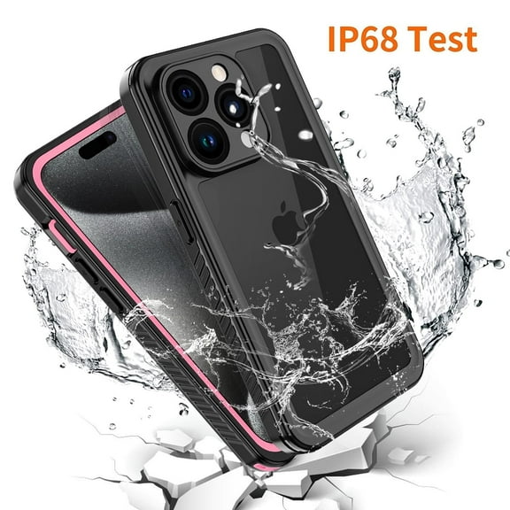 Petocase IP68 Waterproof Case for iPhone 15 Pro Max 6.7 Inch,Rose Red
