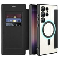 Petocase Magnetic Clear for Samsung S24 Ultra Case with MagSafe Transparent Electroplated Silicone Cover Slim Thin [Non-Yellowing] Wireless Charging Heavy Duty Full Body Shockproof Phone Cover,Black