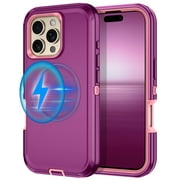 Petocase Magnetic For iPhone 16 Pro Case,Compatible with MagSafe Military-Grade Drop Protection Shockproof Protective Bumper Phone Cover for iPhone 16 Pro,Purple/Pink