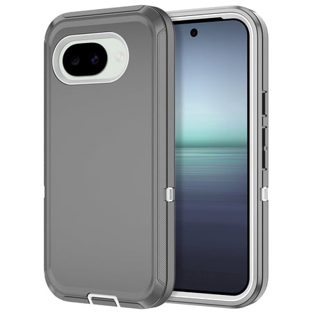 Petocase Phone Case for Google Pixel 10A,Shockproof Dust/Drop Proof 3-Layer Protection [Without Screen Protector] Rugged Heavy Duty Phone Cover,Gray White