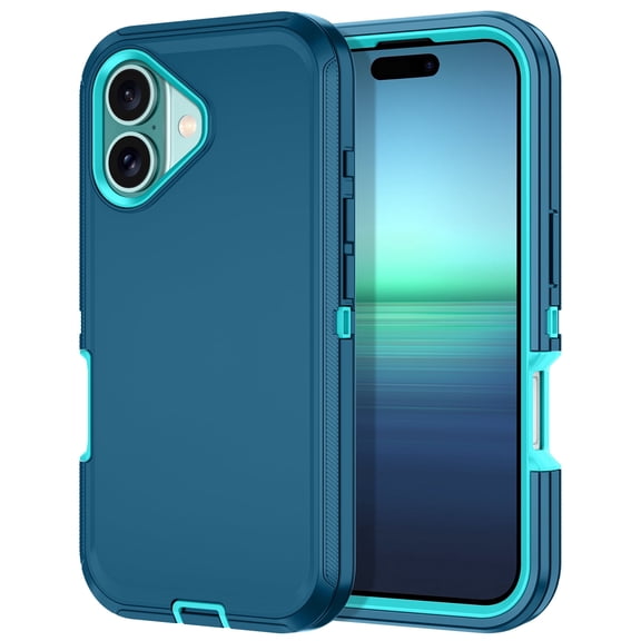Petocase Phone Case for iPhone 16 Plus,Shockproof Dust/Drop Proof 3-Layer Protection [Without Screen Protector] Rugged Heavy Duty Cover Case for iPhone 16 Plus 6.7" 2024,Turquoise