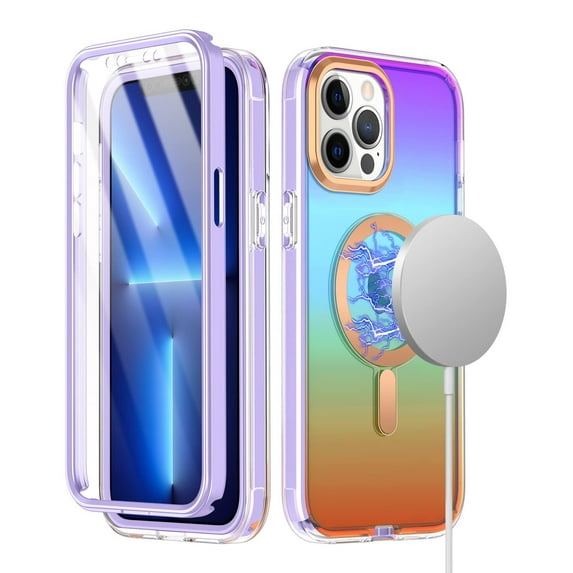 Petocase Phone Case with MagSafe for iPhone 12 Pro Max Case with Screen Protector,Rugged Shockproof Full Body Phone Cover for Women,Girls,6.7",Purple