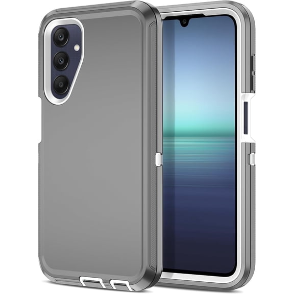 Petocase for Samsung Galaxy A15 5G Case,Shockproof Dust/Drop Proof 3-Layer Protection [Without Screen Protector] Rugged Heavy Duty Durable Cover Case,Grey/White