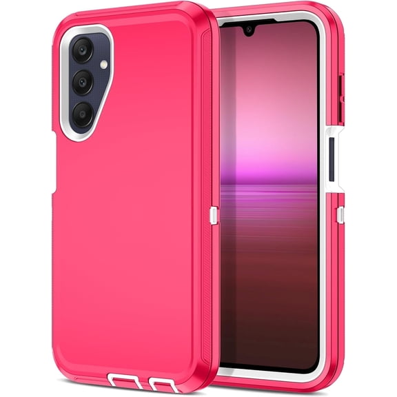 Petocase for Samsung Galaxy A15 5G Case,Shockproof Dust/Drop Proof 3-Layer Protection [Without Screen Protector] Rugged Heavy Duty Durable Cover Case,Pink/White