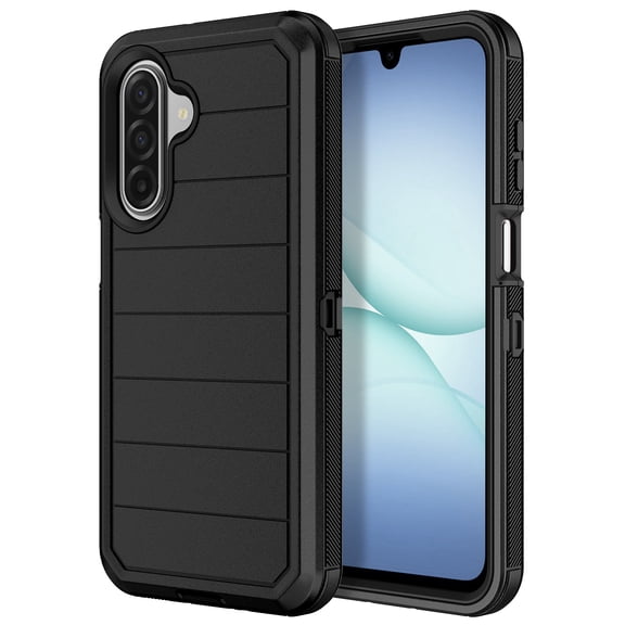 Petocase For Samsung Galaxy A17 Case/Galaxy A26 Case,Striped Shockproof Dust/Drop Proof 3-Layer Protective Heavy Duty Durable Rugged Hybrid Hard Case for Galaxy A17/A26 5G,Striped-Black