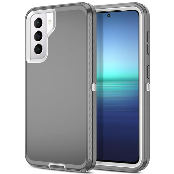 Petocase for Samsung Galaxy S21 5G Case Shockproof Dust/Drop Proof 3-Layer Protection [without Screen Protector] Rugged Heavy Duty Cover Case,Grey/White