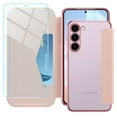 thumbnail image 1 of Petocase for Samsung Galaxy S23 Case [RFID Blocking] with 2 Tempered Screen Protectors,Slim Folio Flip Cover PU Leather Wallet Cover with Build in Lens Protector Clear Soft TPU Back,Rose Gold, 1 of 7